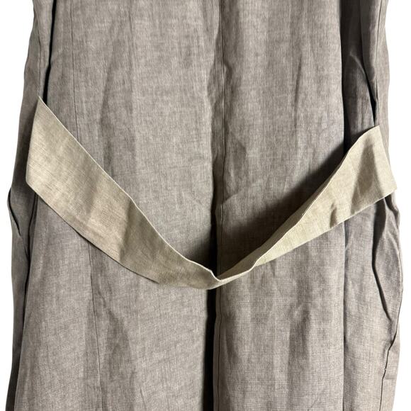 Eleventy Brown Linen Sleeveless Open Front Long Duster Trench Vest Size 10 - Picture 7 of 11